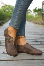 Load image into Gallery viewer, Coffee Button Detail Vintage Faux Leather Loafer Shoes
