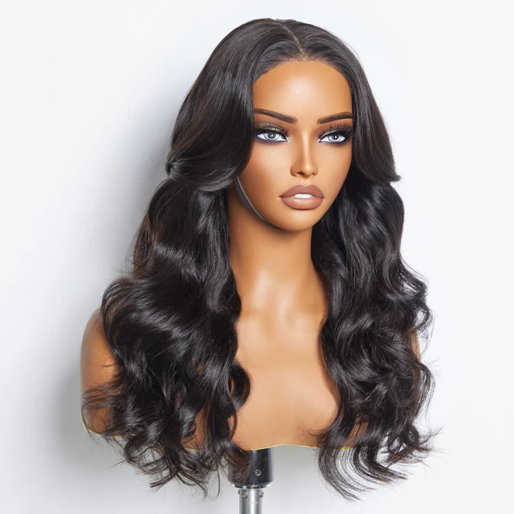 18”-24″ Body-Wave Glueless Lace Closure Wig – 5×5, Natural Black, 100% Human Hair