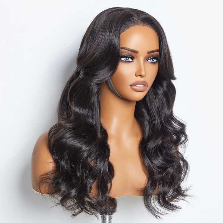 18”-24″ Body-Wave Glueless Lace Closure Wig – 5×5, Natural Black, 100% Human Hair