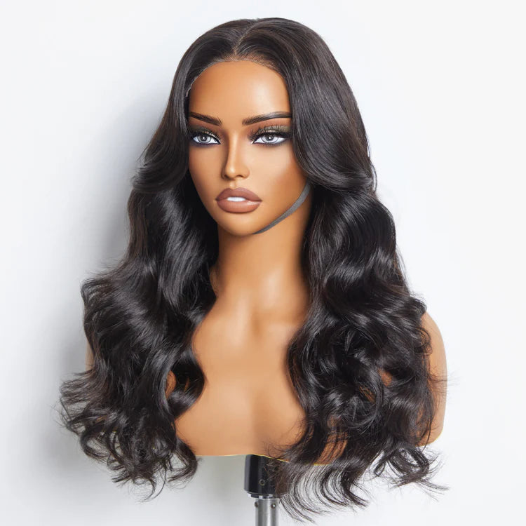 18”-24″ Body-Wave Glueless Lace Closure Wig – 5×5, Natural Black, 100% Human Hair