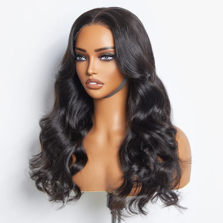 18”-24″ Body-Wave Glueless Lace Closure Wig – 5×5, Natural Black, 100% Human Hair