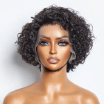 Load image into Gallery viewer, 8 inch Short Curly Pixie Cut 13&quot;x4&quot; Frontal Lace Wig Pre-Bleached Knots Brazilian Human Virgin Hair 150% Density
