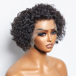 Load image into Gallery viewer, 8 inch Short Curly Pixie Cut 13&quot;x4&quot; Frontal Lace Wig Pre-Bleached Knots Brazilian Human Virgin Hair 150% Density
