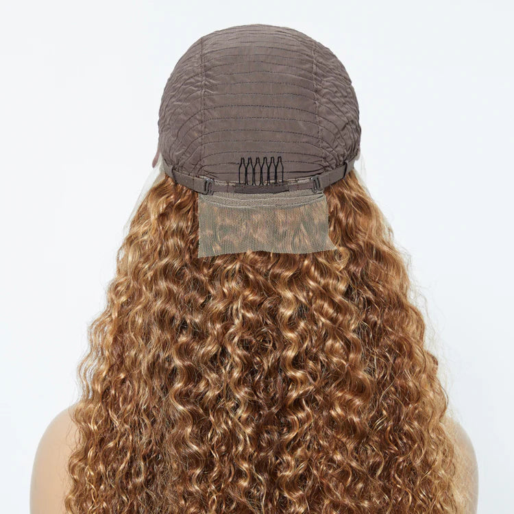 Pre-Plucked 13x4" Lace Front Water Wavy Highlight Wig Free Part 150% Density-100% Human Hair