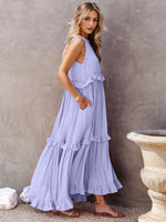 Load image into Gallery viewer, Ruffled Sleeveless Tiered Maxi Dress with Pockets – Effortless &amp; Chic
