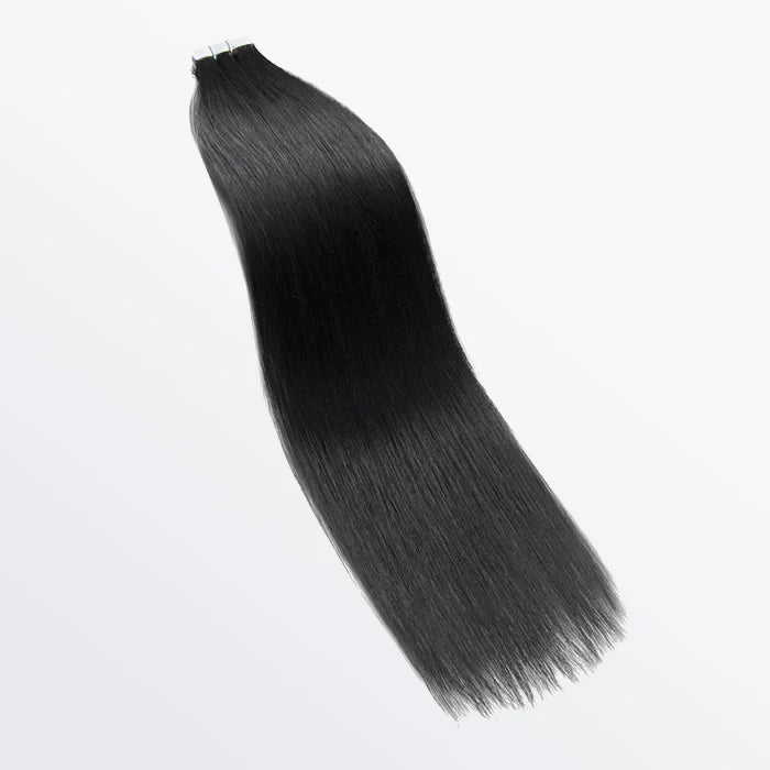 Premium Quality Straight Tape In Remy Hair Extensions #1 Jet Black