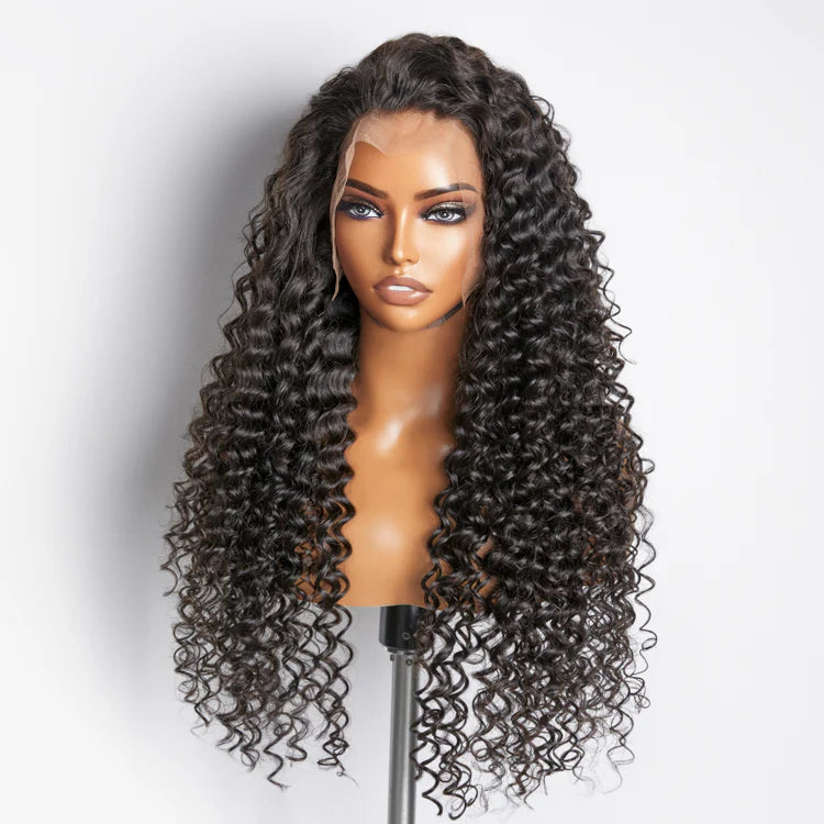 28″–34″ Deep‑Wave Glueless Lace Front Wig – 200% Density, 13×4 Full Frontal