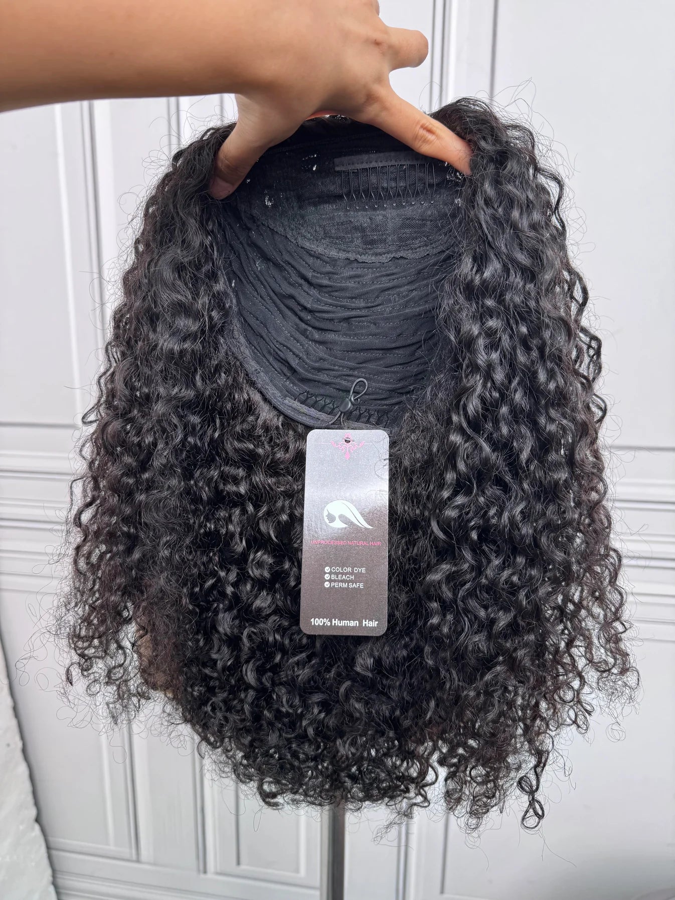 16inch-22inch #1B Natural Black Messy Curly Half Wig 180% Density