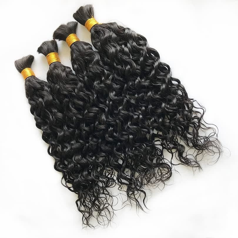 Water Wave Bulk Hair For Braiding #1B Natural Black/Boho Braids