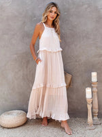 Load image into Gallery viewer, Ruffled Sleeveless Tiered Maxi Dress with Pockets – Effortless &amp; Chic
