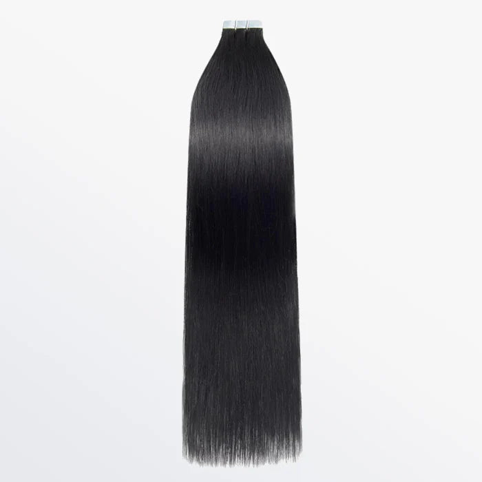Premium Quality Straight Tape In Remy Hair Extensions #1 Jet Black