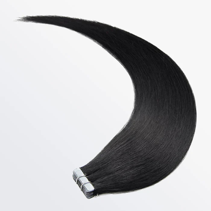 Premium Quality Straight Tape In Remy Hair Extensions #1 Jet Black