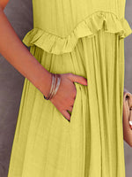 Load image into Gallery viewer, Ruffled Sleeveless Tiered Maxi Dress with Pockets – Effortless &amp; Chic
