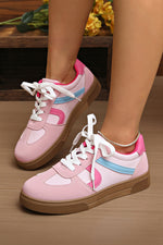 Load image into Gallery viewer, Rose Red Color Block Lace Up Sneakers

