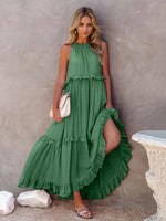 Load image into Gallery viewer, Ruffled Sleeveless Tiered Maxi Dress with Pockets – Effortless &amp; Chic
