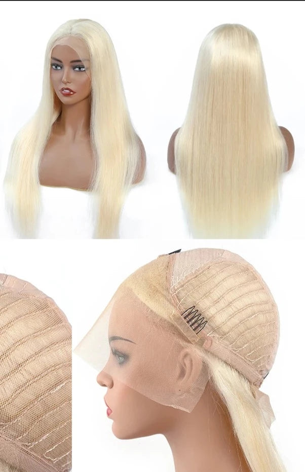 Brazilian Straight 613 Lace Front Wig. 150% Density. 13x4 Straight Honey Blonde Lace Front Human Hair Wig For Women.