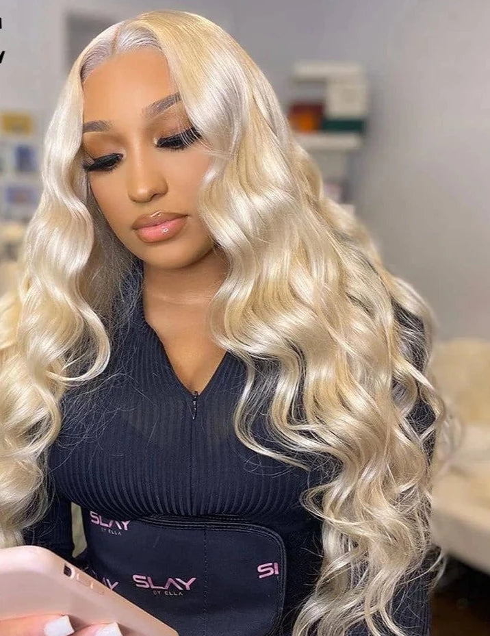 Peruvian Body Wave 613 Lace Closure Wig. 150% Density. Body Wave Honey Blonde 13X4 Lace Front Human Hair Wig For Women.