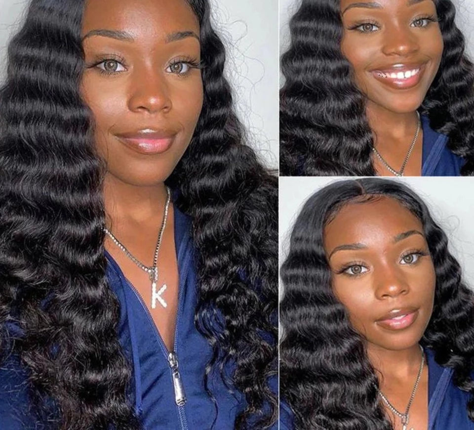 Loose Deep Wave Wig HD Lace Frontal Brazilian Pre-Plucked Wig 180 Density