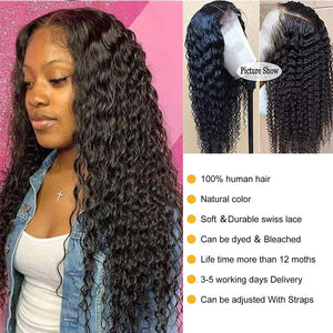 Deep Wave Hd Transparent Lace Frontal Wig. 13x4 13x6 Glueless 5X5 6X4 Curly Lace Front Wig