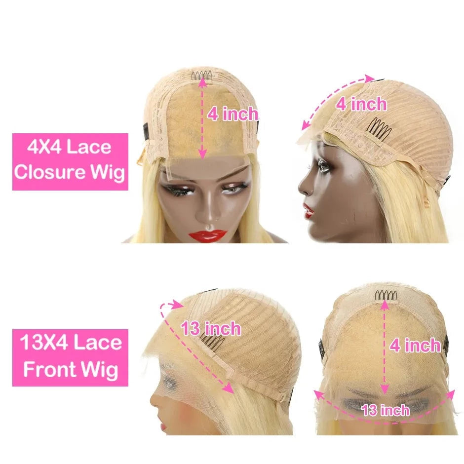 Brazilian Straight 613 Lace Front Wig. 150% Density. 13x4 Straight Honey Blonde Lace Front Human Hair Wig For Women.