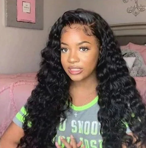 Loose Deep Wave HD Lace Frontal Brazilian Pre-Plucked Wig 180 Density