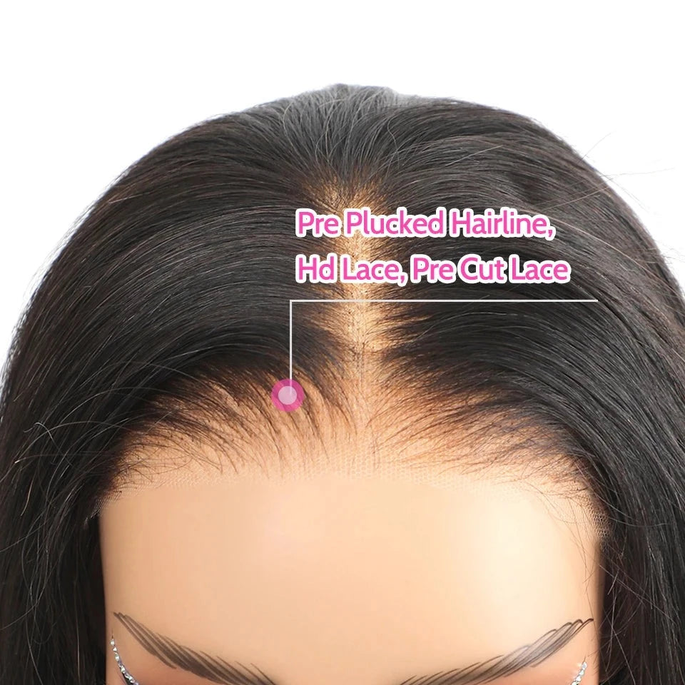 Glueless Ready To Wear Straight Pre-plucked PreCut Lace 6X4 HD Lace Front Wig