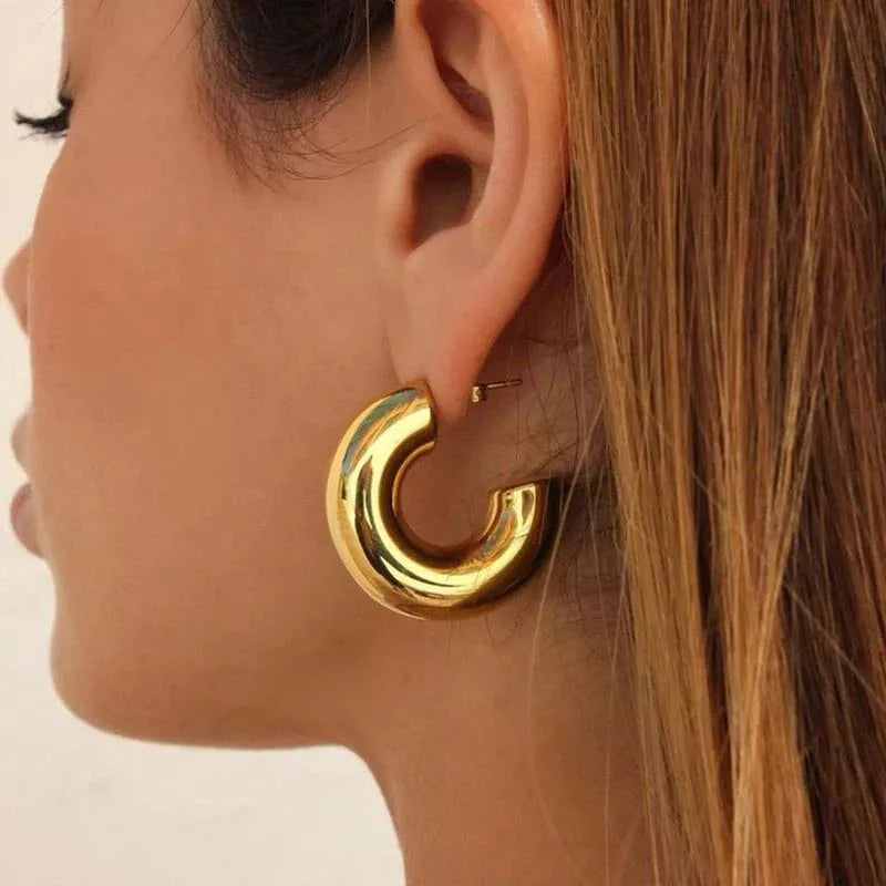 Chunky C-Shaped Earrings – Bold. Sculptural. Statement-Ready