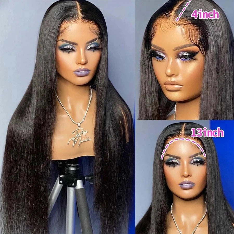 Bone Straight HD Lace Frontal Wig. Pre-Plucked Brazilian Transparent 13x4 Lace Front.