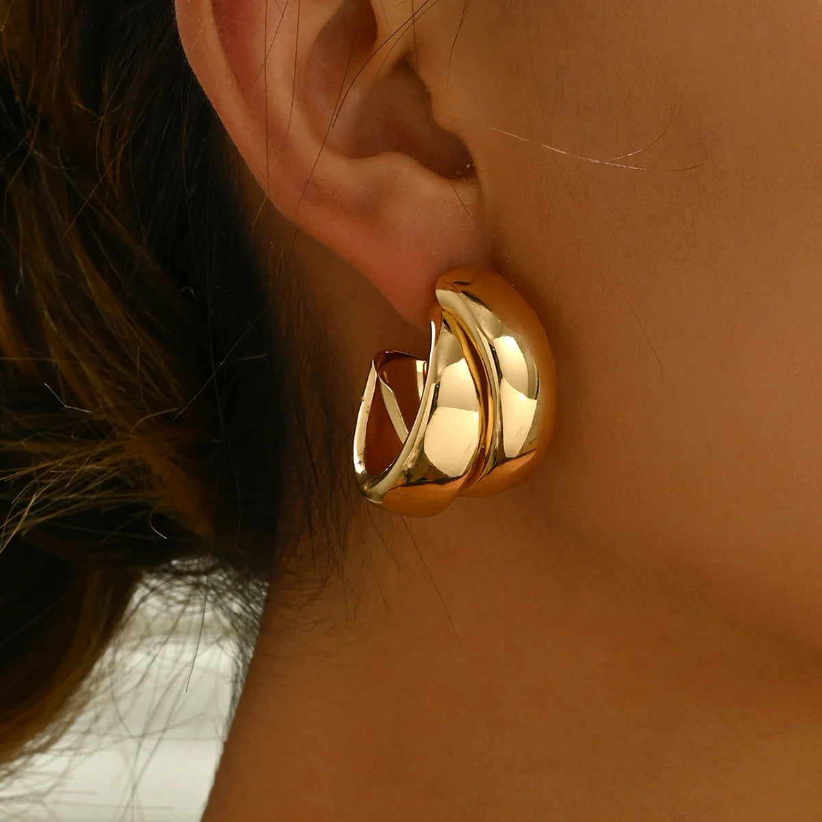 Bold Geometry Double Ring Hoops – Statement Earrings