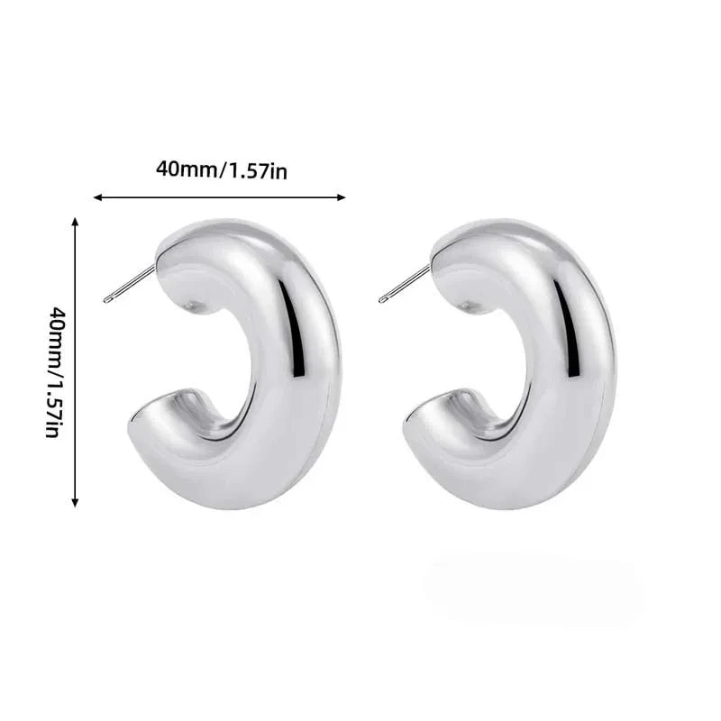 Chunky C-Shaped Earrings – Bold. Sculptural. Statement-Ready