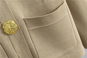 2-Piece Knit Lounge Set with Gold Button Detail – Cozy Meets Chic