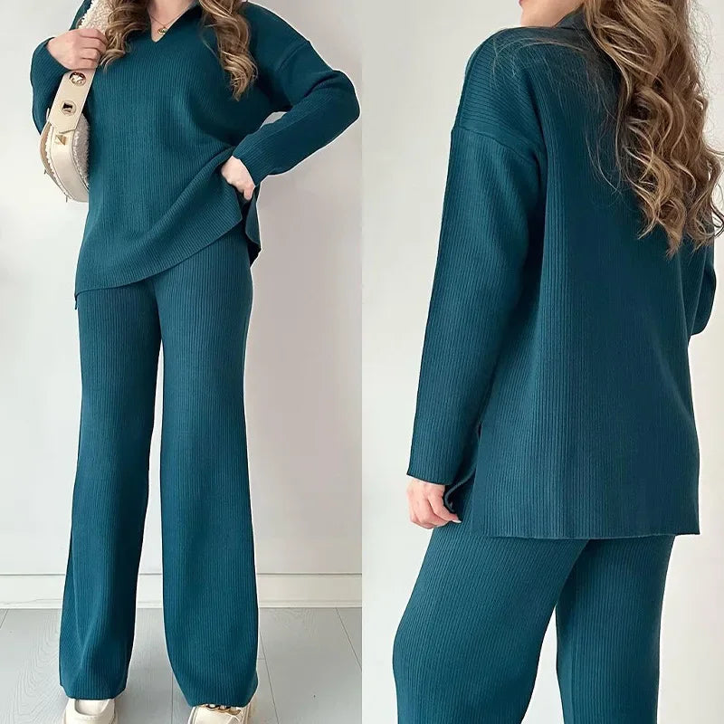 2-Piece Knitted Sweater & Pant Set – Cozy Luxe, Effortlessly Styled