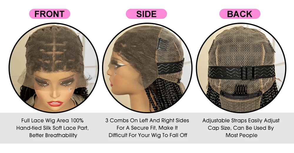 36 Inches Boho Braided Wigs with Baby Hair/Knotless Box Braid Wig