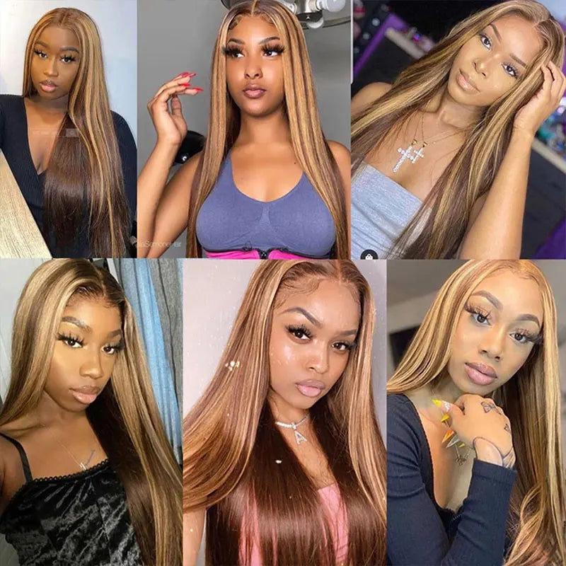 Honey Blonde Highlight Lace Front Wig