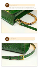 Load image into Gallery viewer, Crocodile Pattern Genuine Leather Structured Bag with Bamboo Handles
