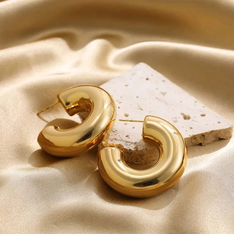 Chunky C-Shaped Earrings – Bold. Sculptural. Statement-Ready