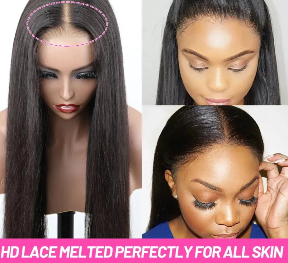 Glueless Ready To Wear Straight Pre-plucked PreCut Lace 6X4 HD Lace Front Wig