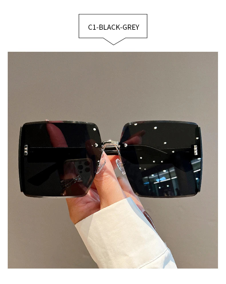 Square Frameless Retro Sunglasses – Bold, Lightweight Statement Shades