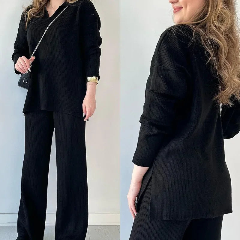 2-Piece Knitted Sweater & Pant Set – Cozy Luxe, Effortlessly Styled