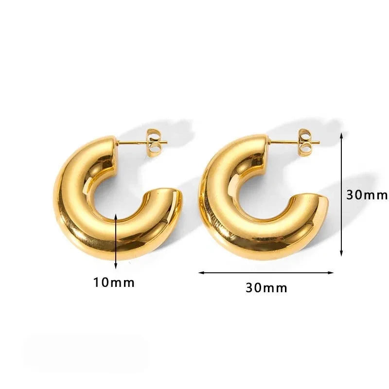 Chunky C-Shaped Earrings – Bold. Sculptural. Statement-Ready