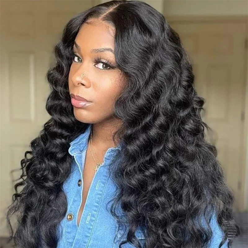 Wear And Go Glueless Loose Deep Wave Lace Front Human Hair Wig. Transparent Lace Closure. Deep Wave Wig. PrePlucked.
