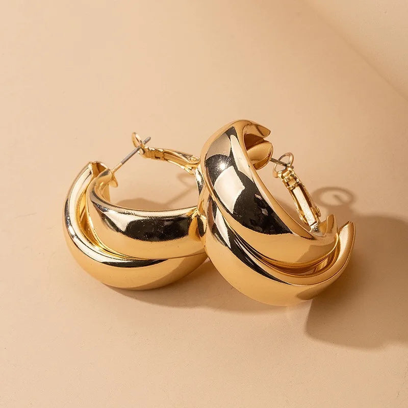 Bold Geometry Double Ring Hoops – Statement Earrings