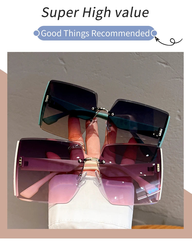 Square Frameless Retro Sunglasses – Bold, Lightweight Statement Shades