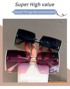 Square Frameless Retro Sunglasses – Bold, Lightweight Statement Shades