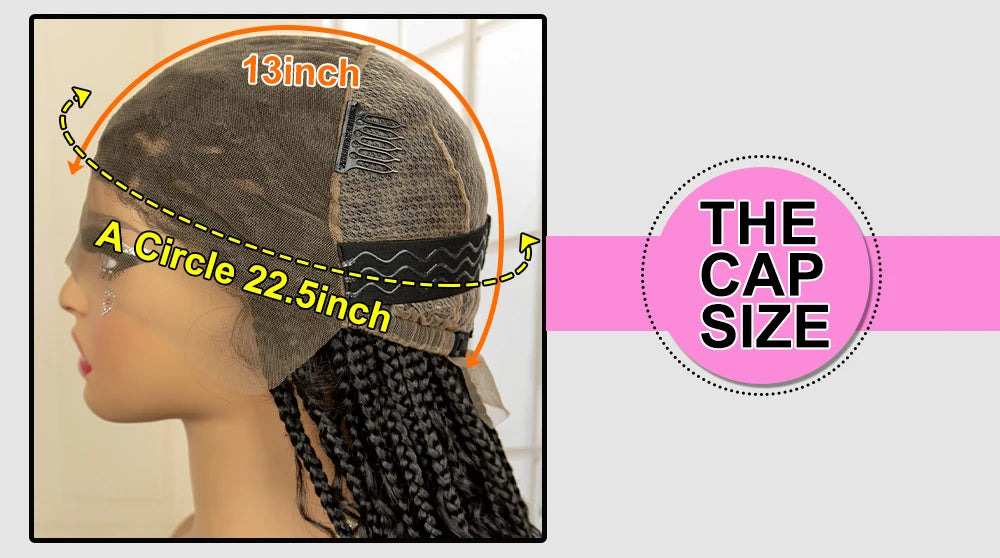 36 Inches Boho Braided Wigs with Baby Hair/Knotless Box Braid Wig