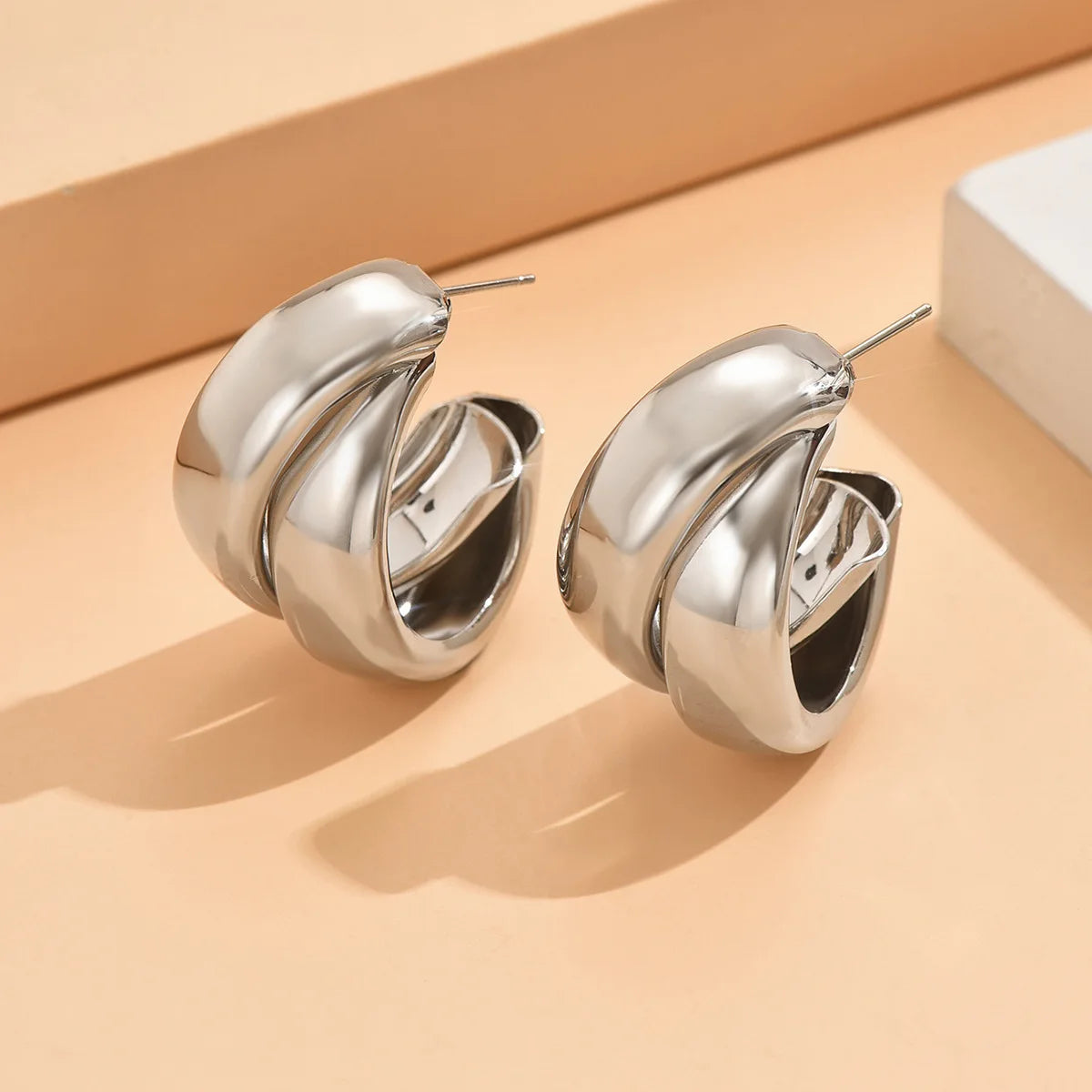 Bold Geometry Double Ring Hoops – Statement Earrings