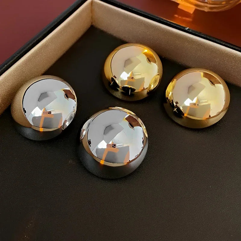 Oversized Geometric Ball Stud Earrings – Bold & Polished Elegance