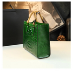 Load image into Gallery viewer, Crocodile Pattern Genuine Leather Structured Bag with Bamboo Handles
