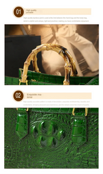 Load image into Gallery viewer, Crocodile Pattern Genuine Leather Structured Bag with Bamboo Handles
