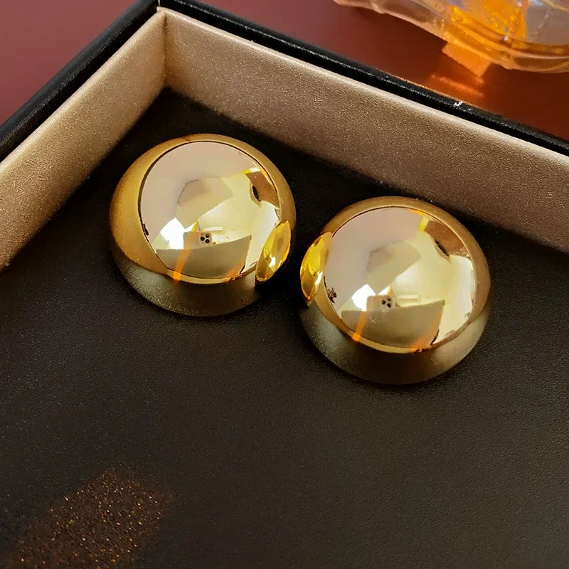 Oversized Geometric Ball Stud Earrings – Bold & Polished Elegance